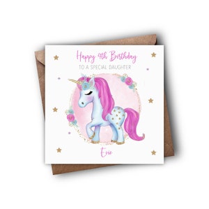 Personalised Unicorn Birthday Card | Daughter | Granddaughter | Sister | Niece | Goddaughter | Friend | Little Girl |