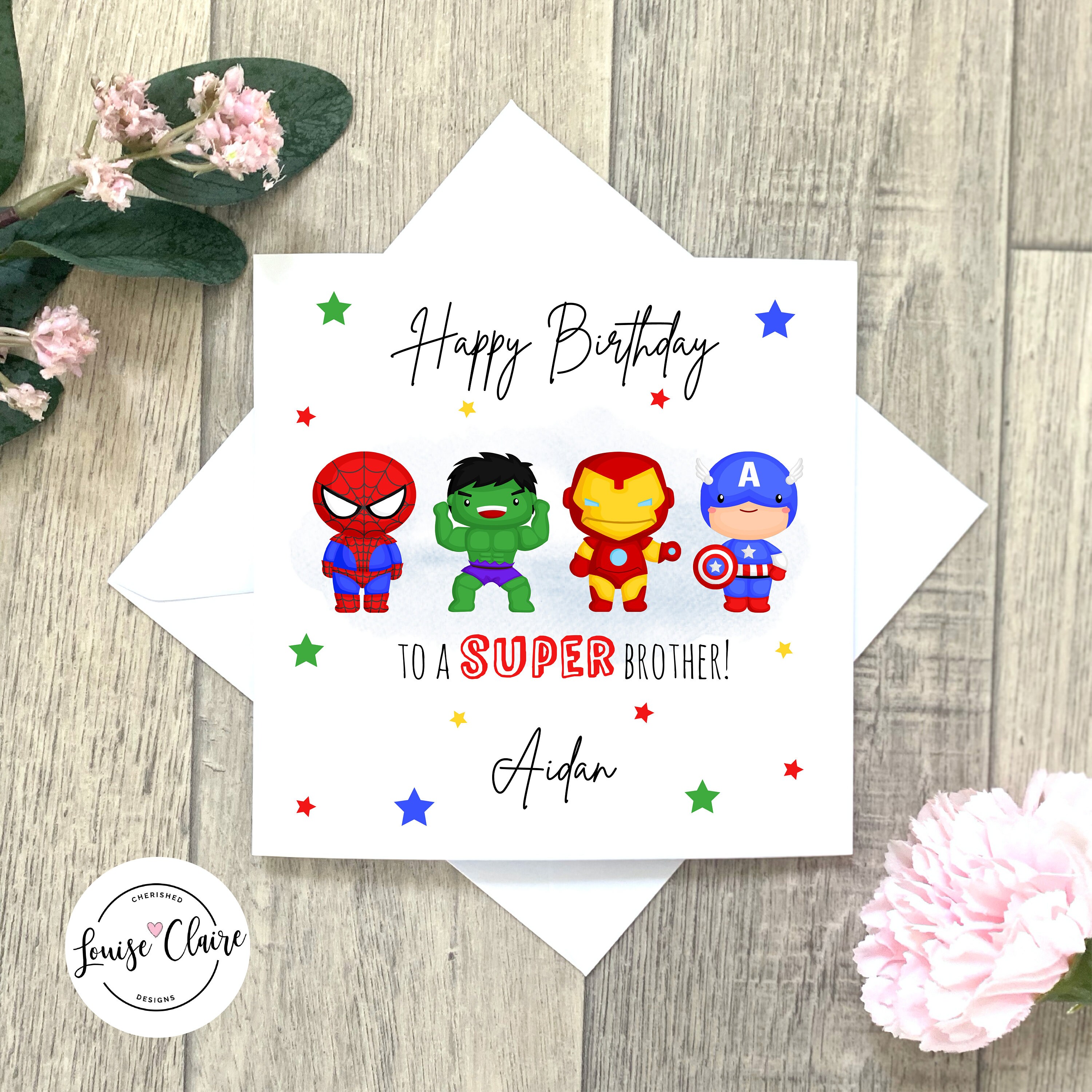 Marvel Birthday Card Etsy