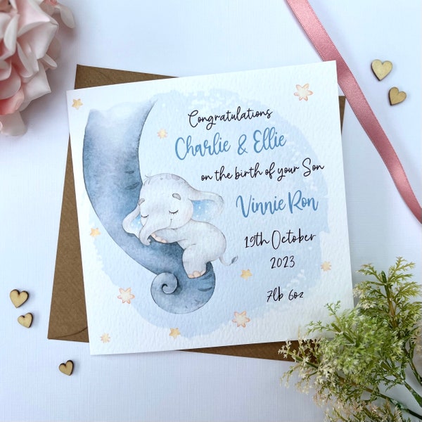 Personalised New Baby Card - | New Baby | Baby Boy | Birth Card | Welcome to the World | Son Card | Grandson Card |