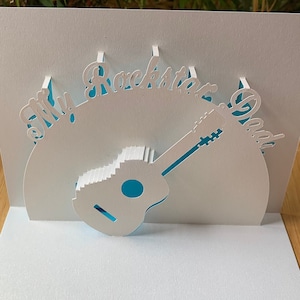 Cartão pop-up My Rockstar Dad 3D para o Dia dos Pais (Dia dos Pais), aniversário ou qualquer ocasião especial - pode ser personalizado