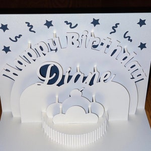 Personalized 3D pop up cupcake card for Birthday with name and age. Make someone's birthday extra special by giving this thoughtful card.