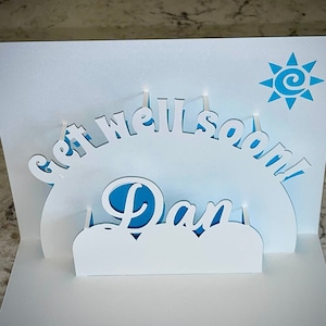 Tarjeta desplegable personalizada en 3D que se recupere pronto para agregar luz al día de alguien