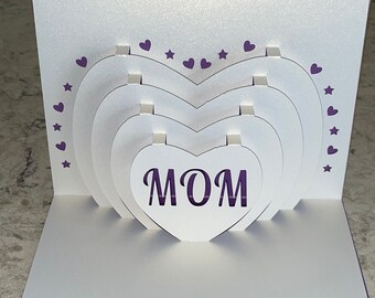 Mom Heart shaped 3D pop up card for Mother's Day or any special occassion - Can be Personalized