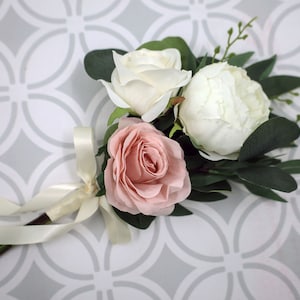 Blush Ivory Bridesmaids bouquet, Blush Wedding Bouquet, faux Flowers, Roses Peonies Eucalyptus Bridesmaids Bouquet, Artificial Bouquets silk