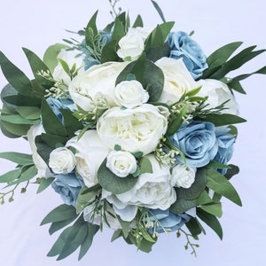 Bridal Bouquet Blue, Wedding Bouquet Dusty Blue, Bride Bouquet steel blue Silk, Bride Bouquet Faux, Brides Flower Bouquets, Bridesmaids