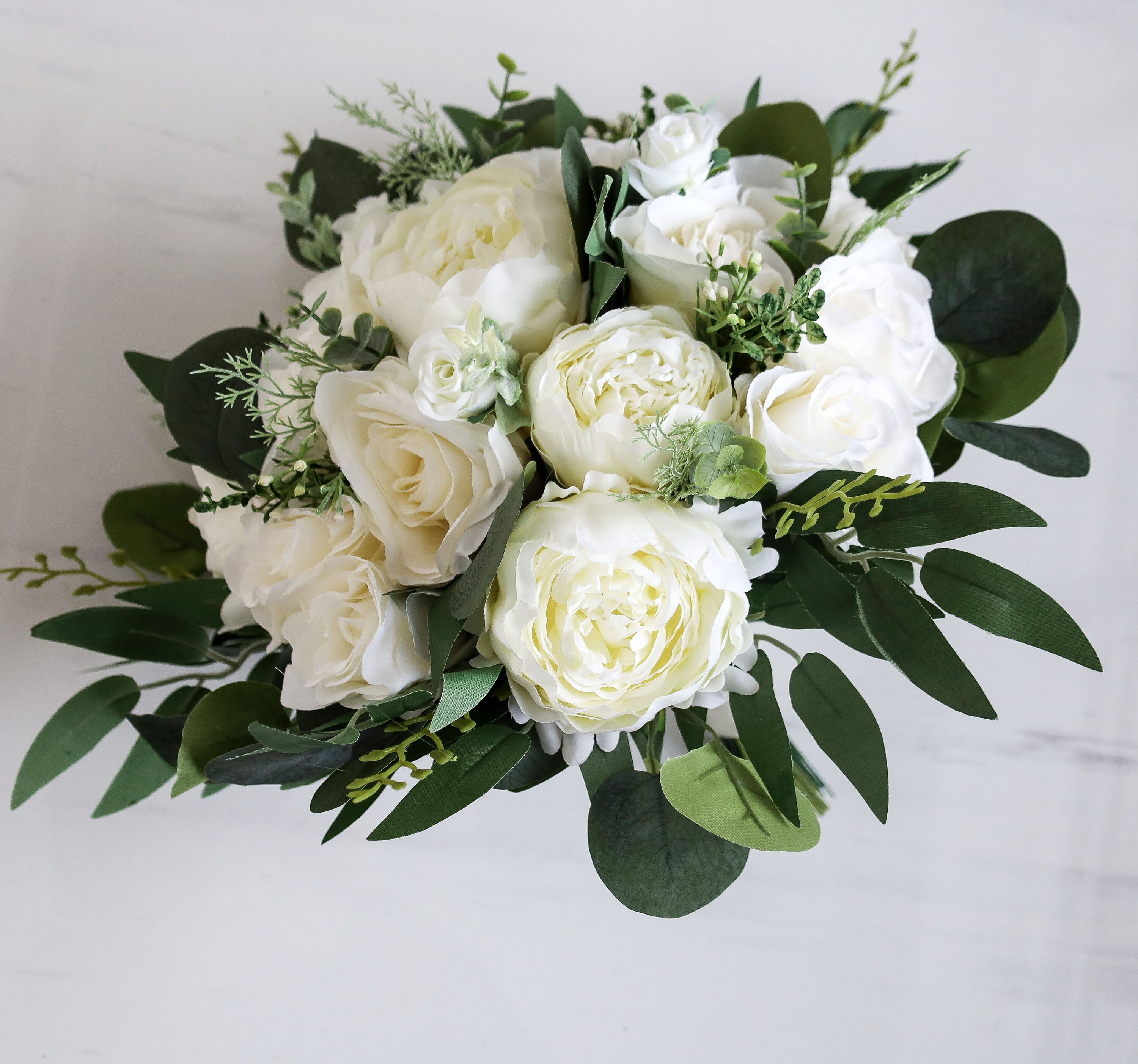 White and Greenery Bouquet Wedding Bouquet Bridal Bouquet - Etsy