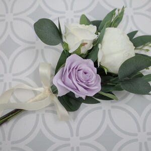 Lilac Ivory Bridesmaids bouquet Artificial, Wedding Bouquets For Bridesmaids,  Roses Peonies Eucalyptus Bridesmaids Bouquet, Artificial