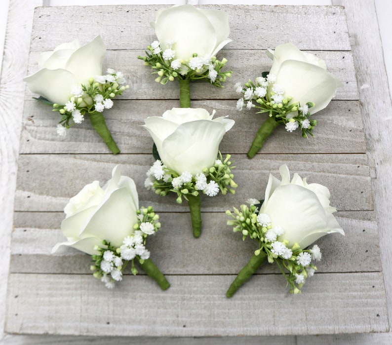 Ivory Boutonnières Buttonhole Flower for Men Prom Etsy