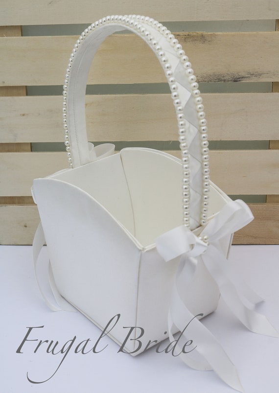 Ivory Flower Basket Plain Wedding Basket Diy Flower Girl Etsy