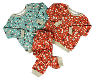 Mushroom Print Baby Sweatshirt and Harem Pants Set: Cotton Blend