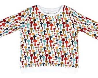 Mushroom Print Toddler Sweatshirt: Unisex Kids Clothing