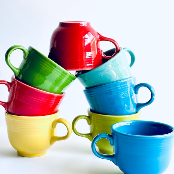 Vintage Fiestaware Cup, Individually, Collectible Glazed Coffee/Cup, USA Pottery, Fiesta, Mug, Vintage Style Decorative Dinnerware, ArtDeco