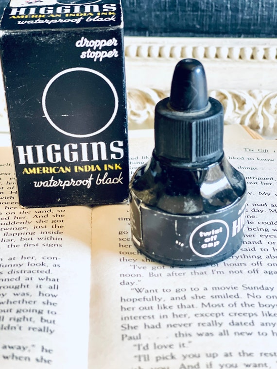 Vintage Higgins Black Ink Bottle, NIP Black India Ink, Dropper Waterproof Black  Ink, 3/4 Oz Vintage Ink Bottle, A.W. Faber-castell Higgins 