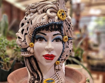 Moor's Head Classica Gigante - Baroque - Queen - Teste di Moro - Caltagirone Ceramic Italy One-of-a-Kind Handmade - HUGE!
