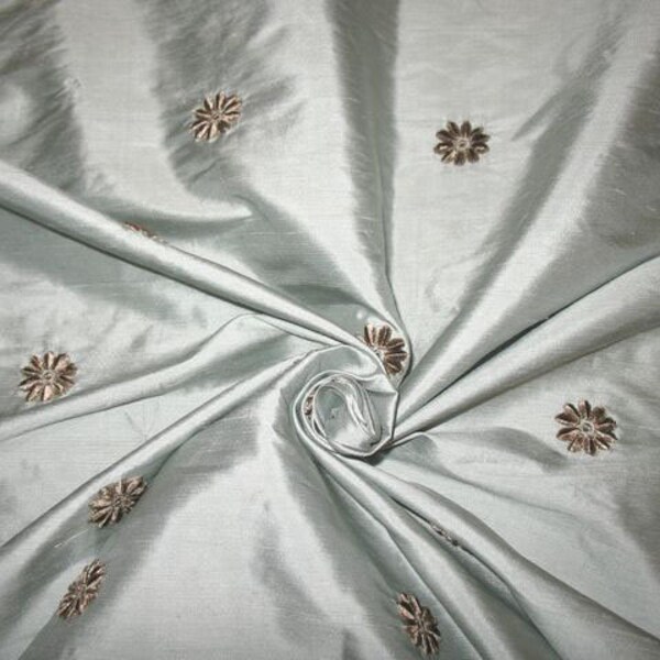 Sky Blue/Multicolor Embroidered Dupioni Silk main image 1