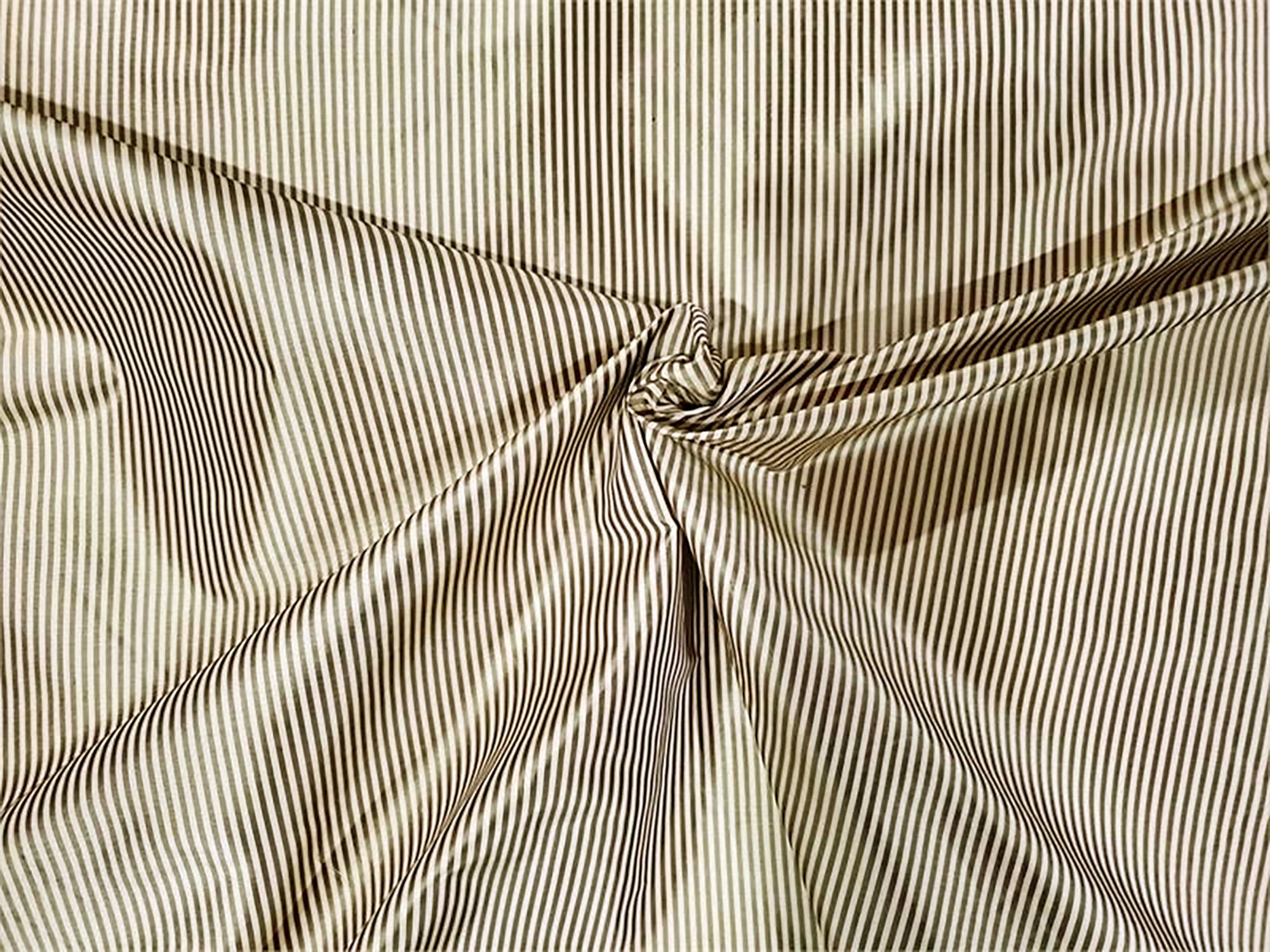 Designer Striped Silk Taffetà - Collezione Carnival - Giallo e Grigio - 54" di larghezza