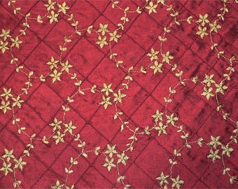 Designer Silk Pintucked Dupioni Fabric - Morningside Collection - Garnet - 54" wide - 2.5 Yard Remnant