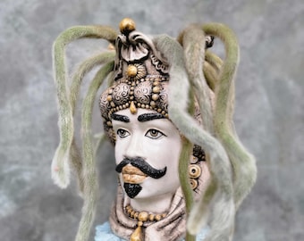 Moor's Head - Emir - King - Spheres - Teste di Moro - Caltagirone Ceramic Italy One-of-a-Kind Handmade