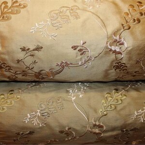 Black French Knot Embroidered on Bronze Shantung Embroidered Dupioni Silk main image 1