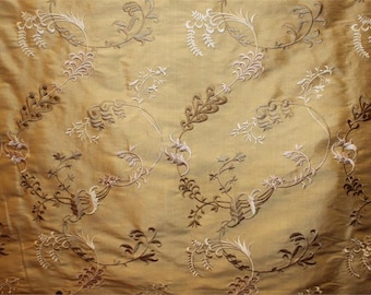 Tessuto Dupioni di seta ricamato - Sonata - Oro