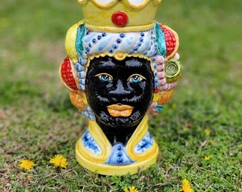 Moor's Head Fruit + Citrus Girun Moro King Large - Teste di Moro Caltagirone Ceramic Italy One-of-a-Kind Handmade