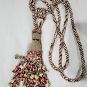 Designer Drapery Tieback ~ Sage & Rose ~ Large Tassel