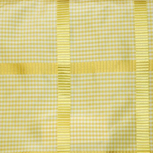 Silk Taffeta Fabric - Princeton Plaid - Yellow - Plaid /Grosgrain Ribbon