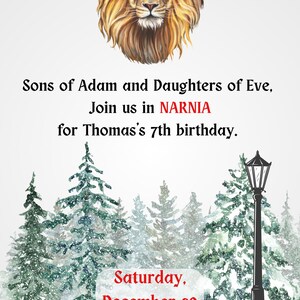 Chronicles of Narnia Birthday Party Invitation Template
