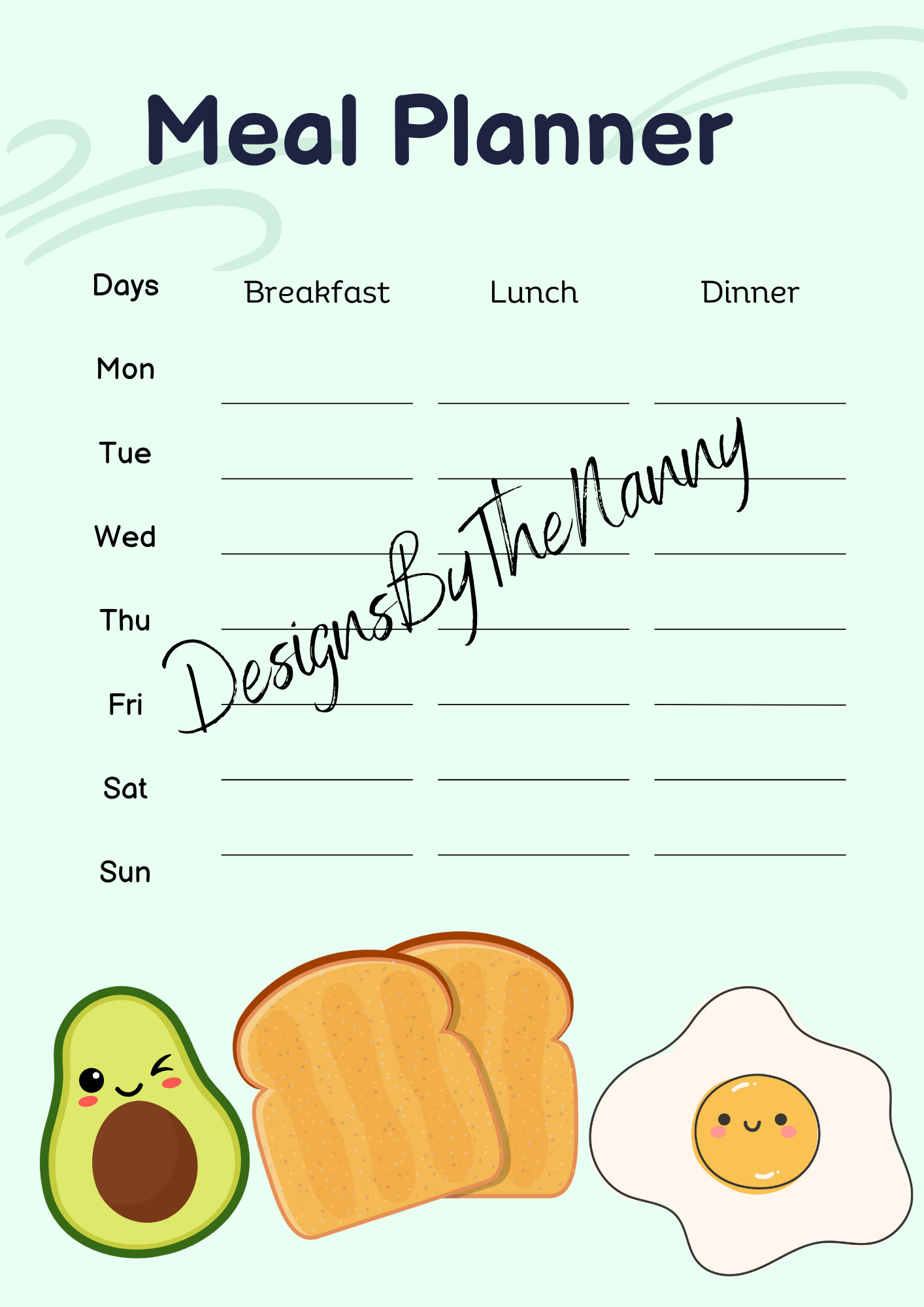 Breakfast Themed Weekly Meal Planner - Etsy
