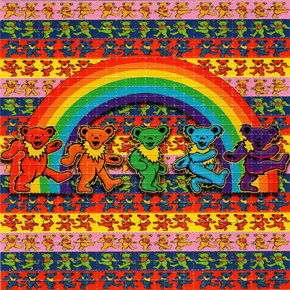 Rainbow Marching Bears LSD Blotter Art Psychedelic Acid Free Paper