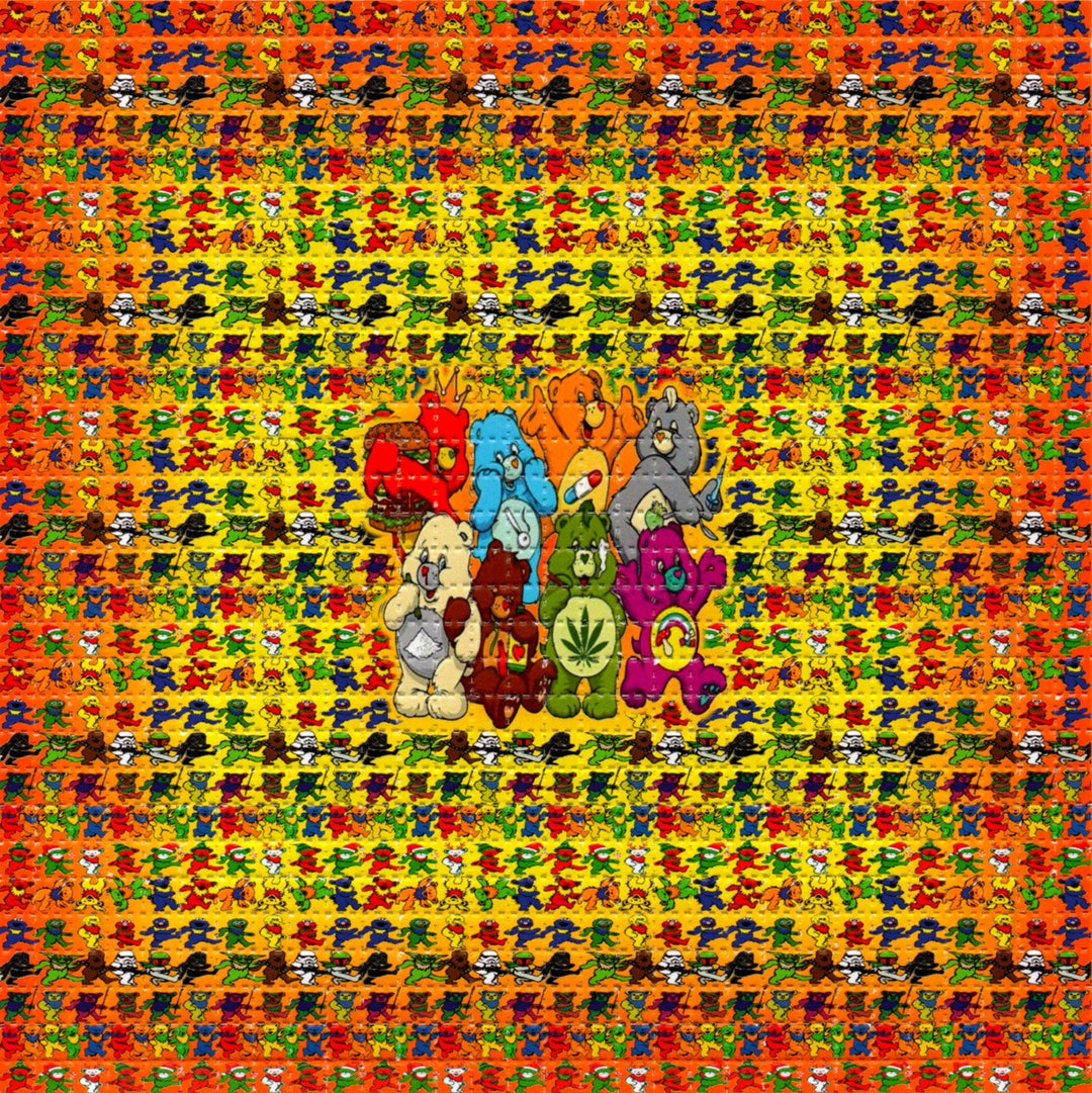 Dancing Care Bear LSD Blotter Art Psychedelic Acid Free
