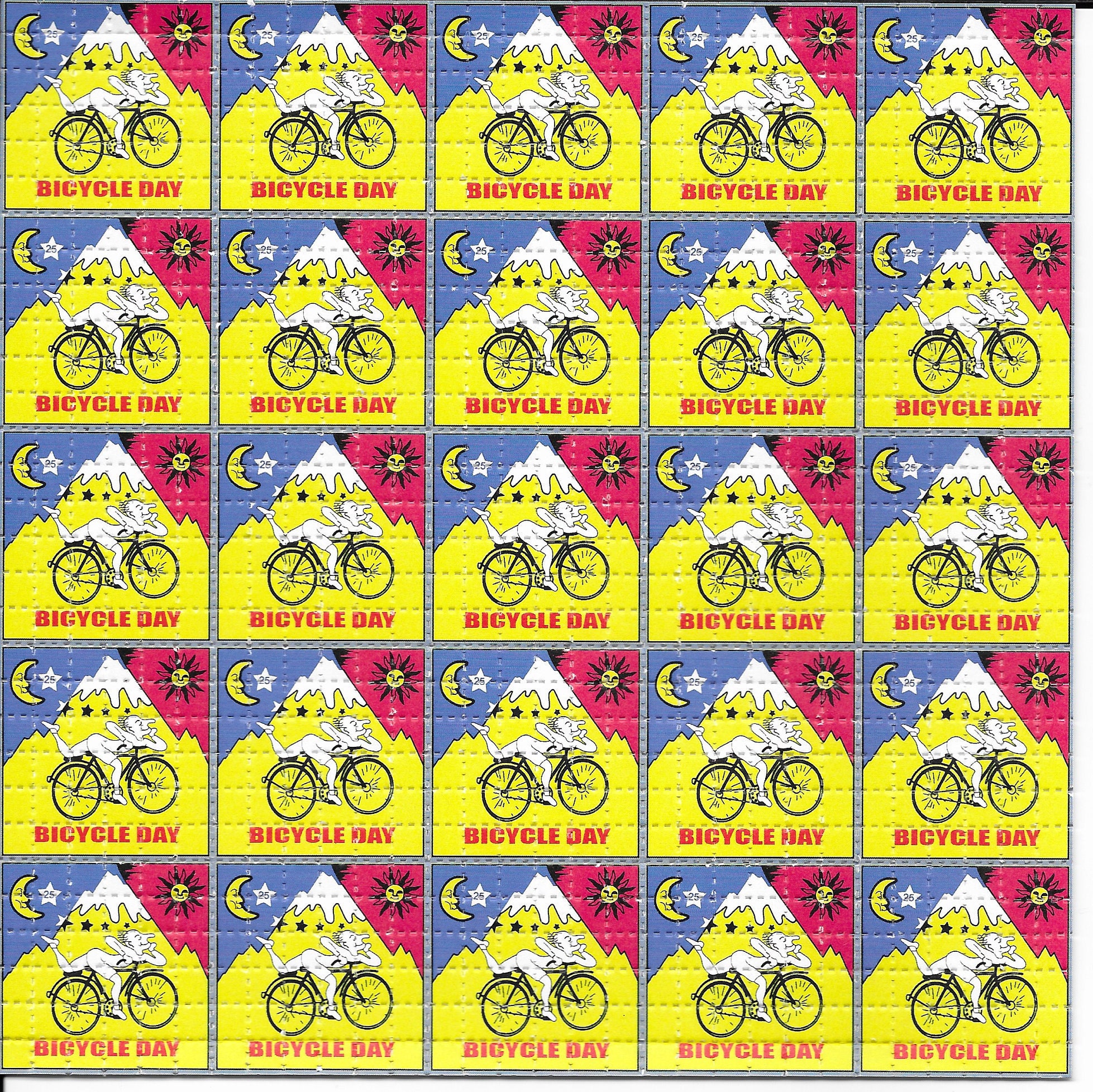 Hofmann Bicycle Day LSD  Blotter Art Psychedelic Acid Free Paper