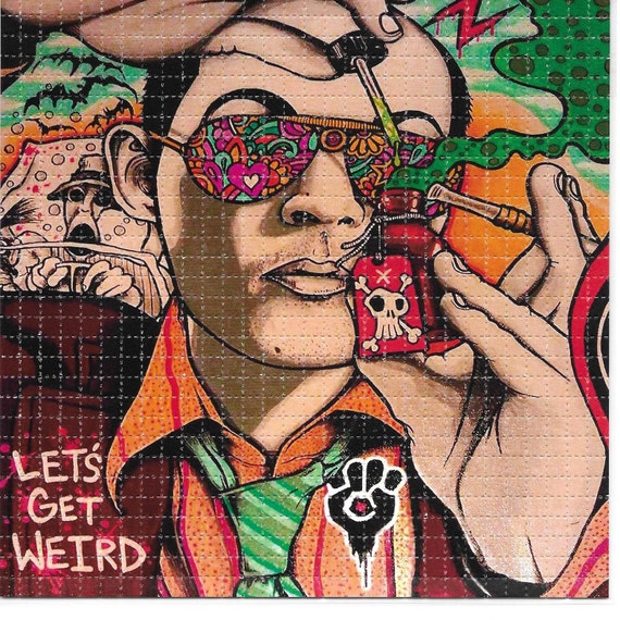 Lets Get Weird Hunter Thompson LSD Blotter Art Psychedelic Acid