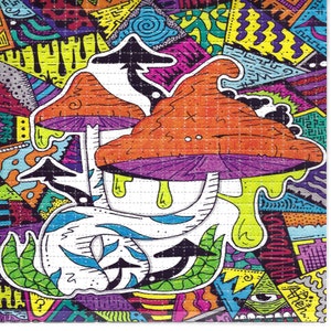 Geometriska svampar LSD Blotter Art Psykedelisk syrafritt papper
