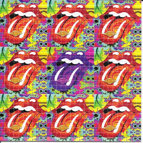 Rolling Stones Lips Fractal LSD Blotter Art Psychedelic Acid Free