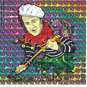 Gesigneerd & Genummerd Ken Kesey Joker Kaart Mark Serlo Psychedelische LSD Blotter Kunst Psychedelisch ZuurVrij Papier