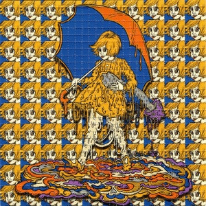 Melty Mushroom Girl av Vincent Gordon Signerad Begränsad upplaga Psykedelisk LSD Blotter Art Psykedelisk Syrafritt Papper