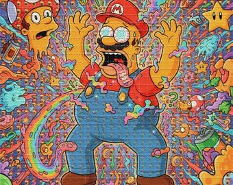 Mashup Freakout LSD  Blotter Art Psychedelic Acid Free Paper