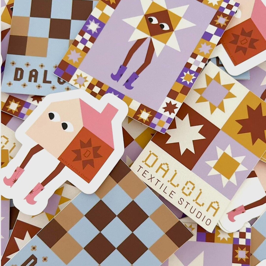 Quilted House Sticker | Illustrated, Cartoon-style, Vinyl, Approx. 5 ...