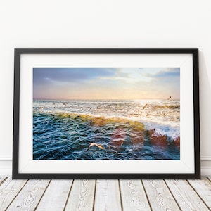 Striped Bass in Waves - Montauk NY Fishing Art Print - Interior Design - Fishing Photography - Decor