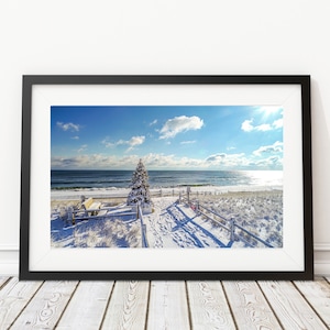 Christmas Beach Art Print - Interior Design - Jersey Shore Photography - Decor
