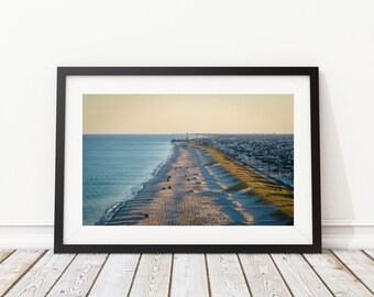 Beach Fishing Lavallette to Seaside Beach Drone Art Print - Interior Design - Fishing Photography - Decor