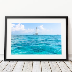 Impressão artística do farol de recife de jacaré Islamorada - Design de interiores - Fotografia de Florida Keys - Decoração