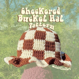 Crochet Checkered Bucket Hat AND BEANIE Pattern PDF Digital Download One Size