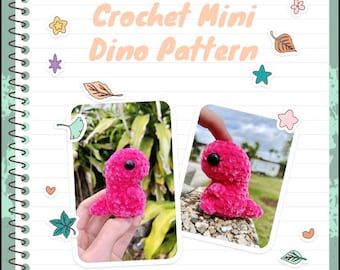 Mini Crochet Dino Pattern/ PDF/ Keychain/ Beginner Friendly