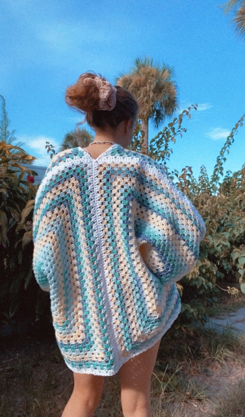 Crochet Rainbow Hexagon Oversized Cardigan Pattern Handmade image 3