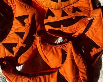 Halloween Jack-o-Lantern Pumpkin Crescent Bag (handmade)