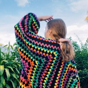 Crochet Rainbow Hexagon Oversized Cardigan Pattern Handmade image 2