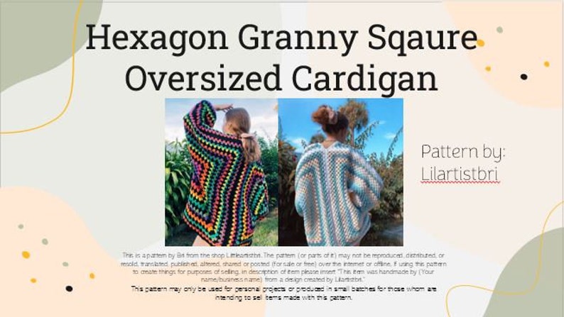 Crochet Rainbow Hexagon Oversized Cardigan Pattern Handmade image 1