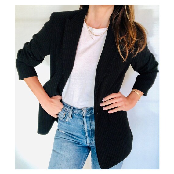 90s oversized black pinstripe blazer